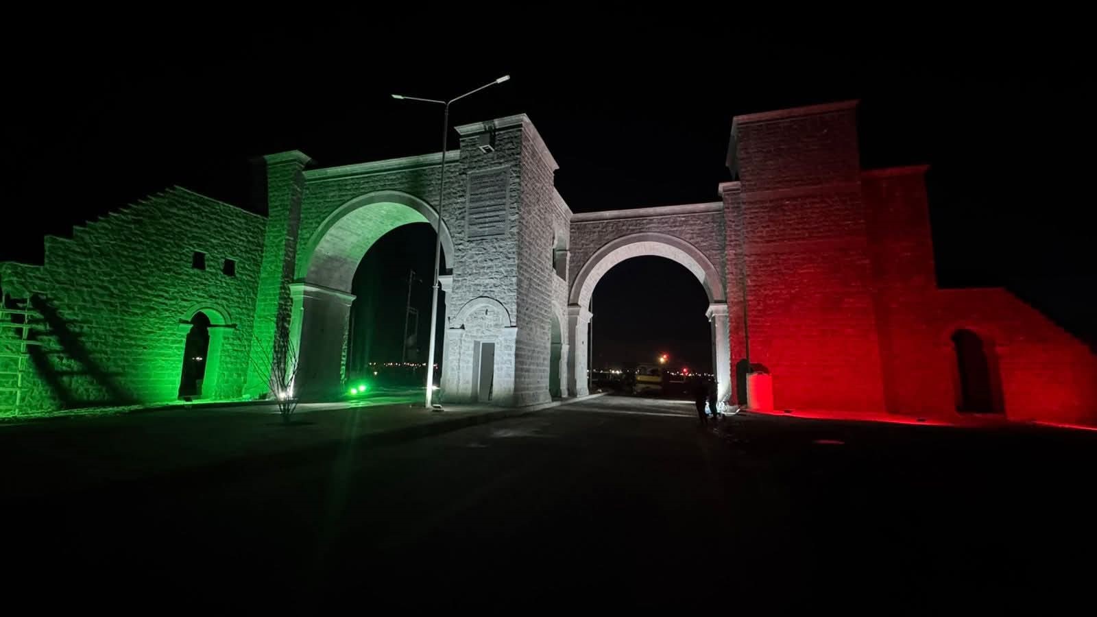 Umm el-Jimal ancient site illuminated for Jordanian Flag Day