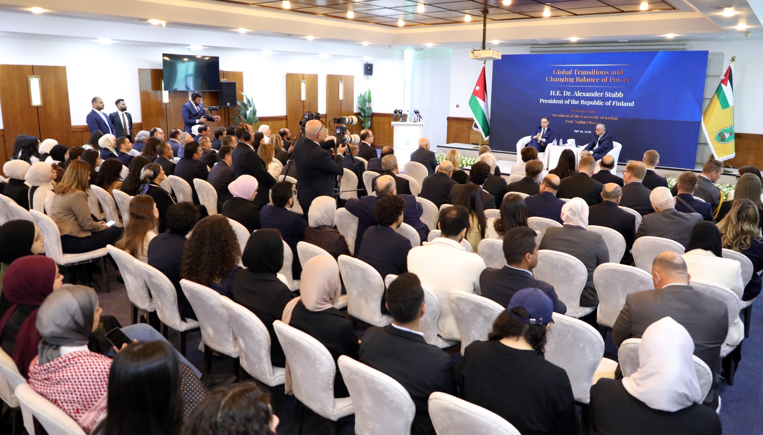  الرئيس الفنلندي يحاضر في الجامعة الأردنيّة عن التحولات العالمية وتغير ميزان القوى