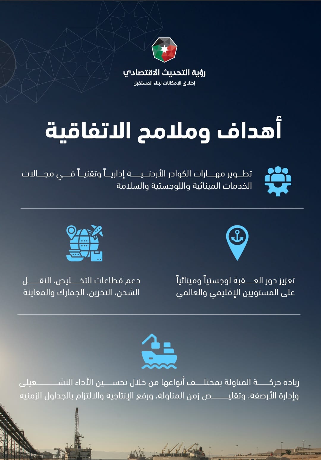  شراكة استراتيجية بين شركة تطوير العقبة ومجموعة أبو ظبي للموانئ لتطوير وإدارة وتشغيل الميناء متعدد الأغراض بقيمة استثمار تتجاوز 130 مليون دينار