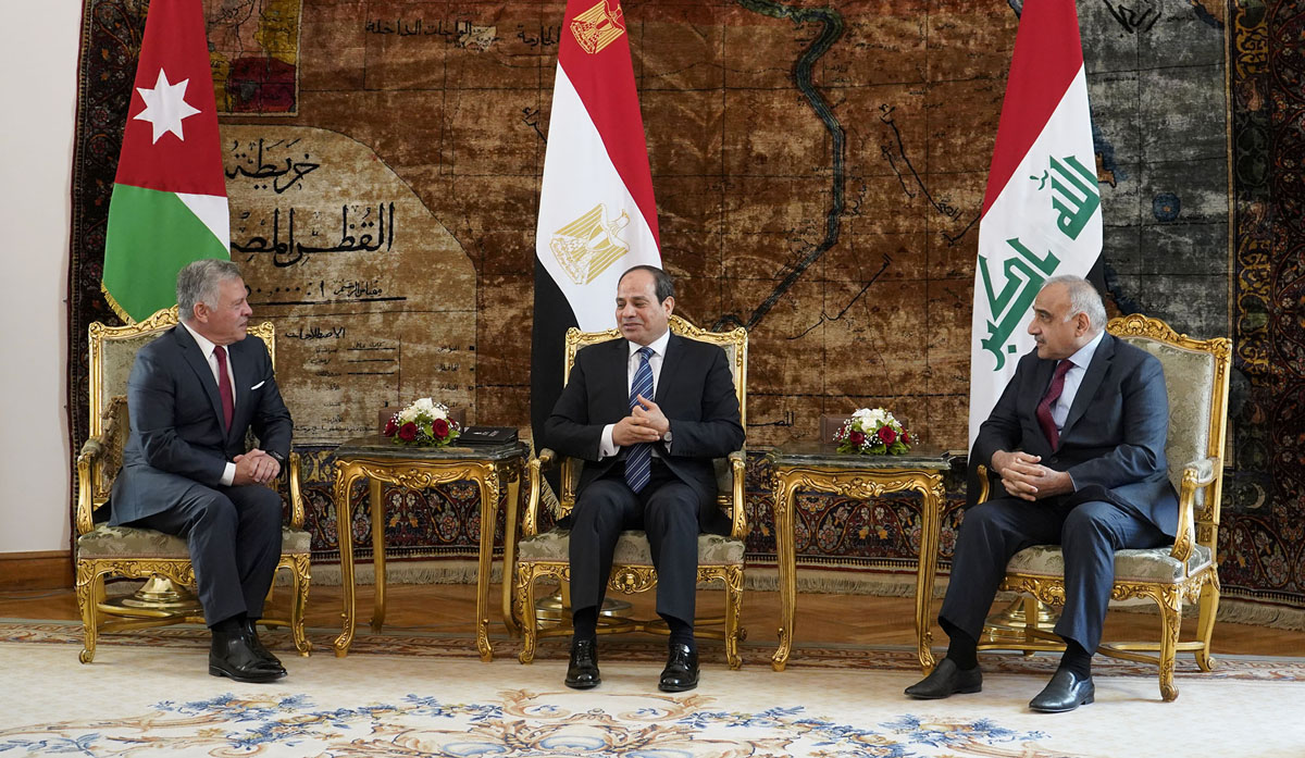 King holds trilateral summit with Egypt president, Iraq PM
