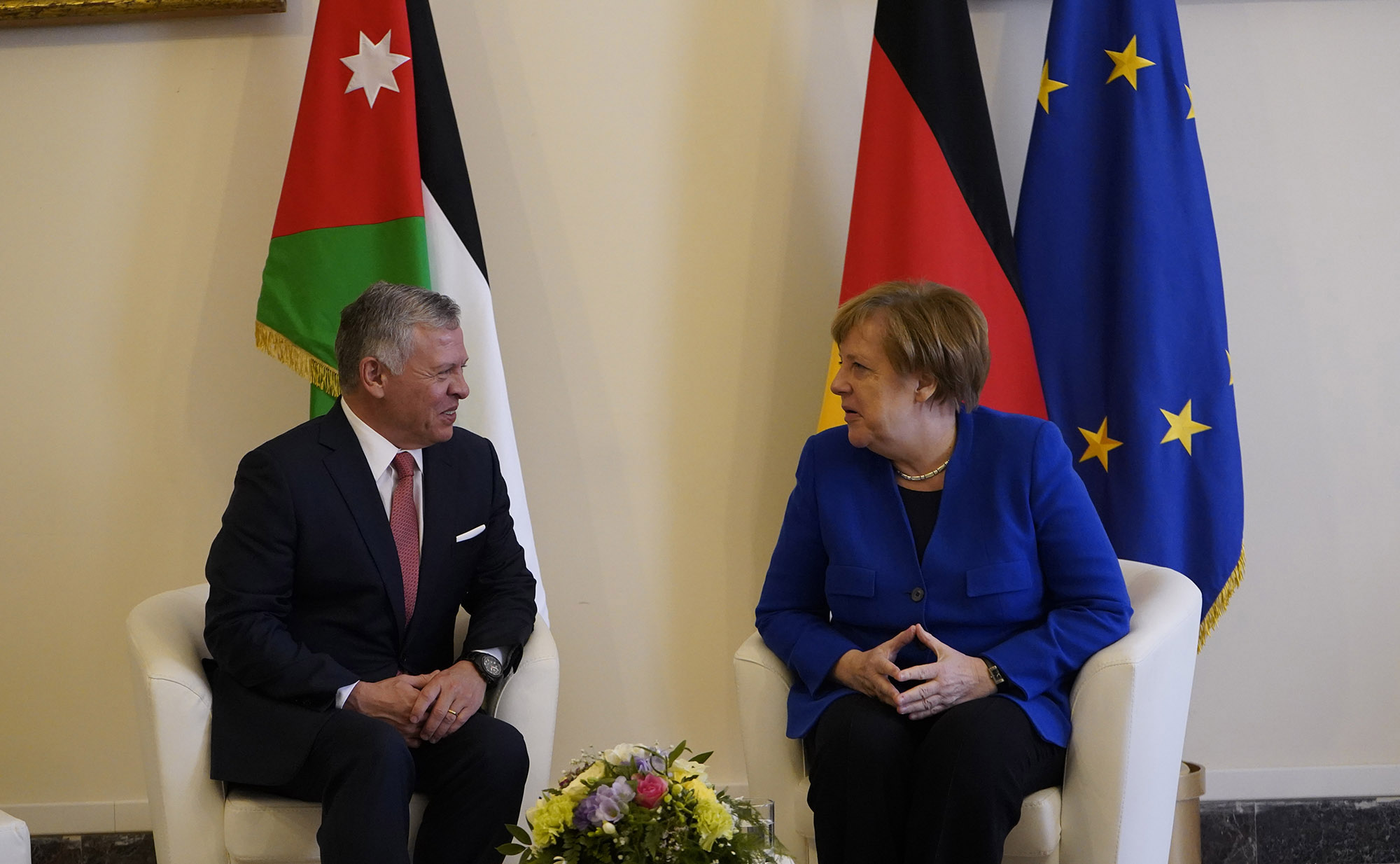 King meets German chancellor, Italian PM and president of European Parliament