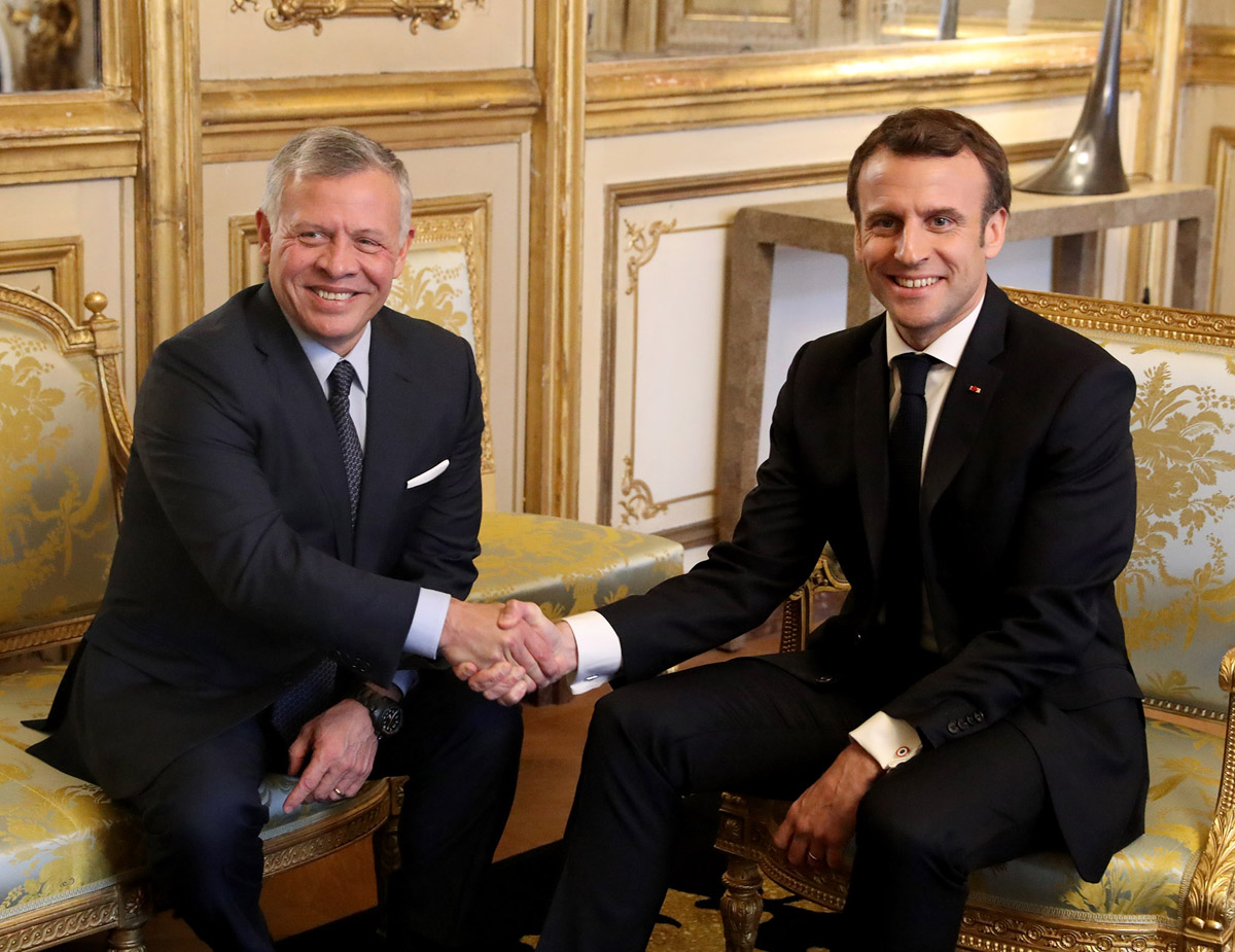 King, French president discuss Palestinian cause, Jerusalem