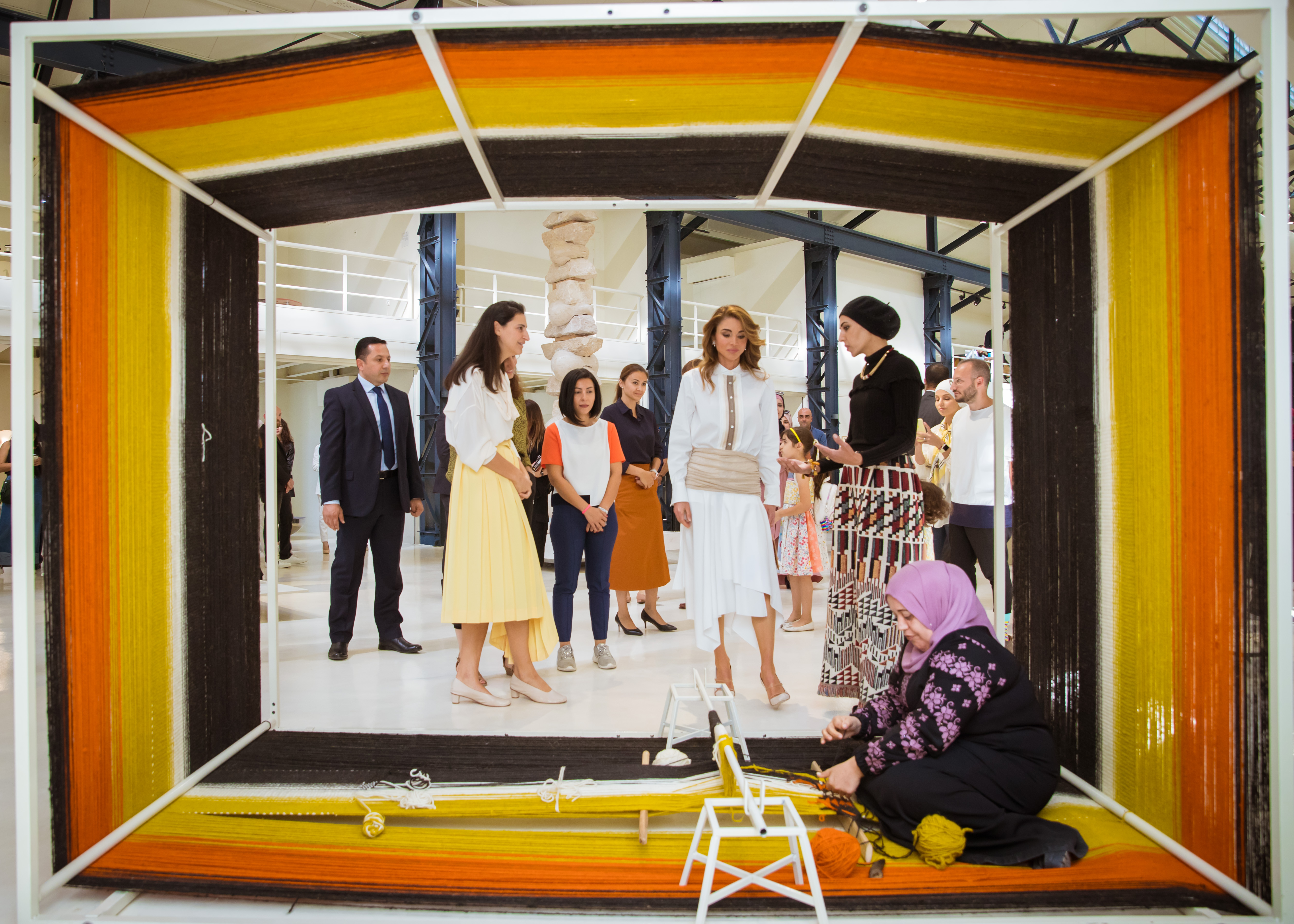 Queen Rania Visits Amman Design Week’s Ras El Ain Hangar Exhibition