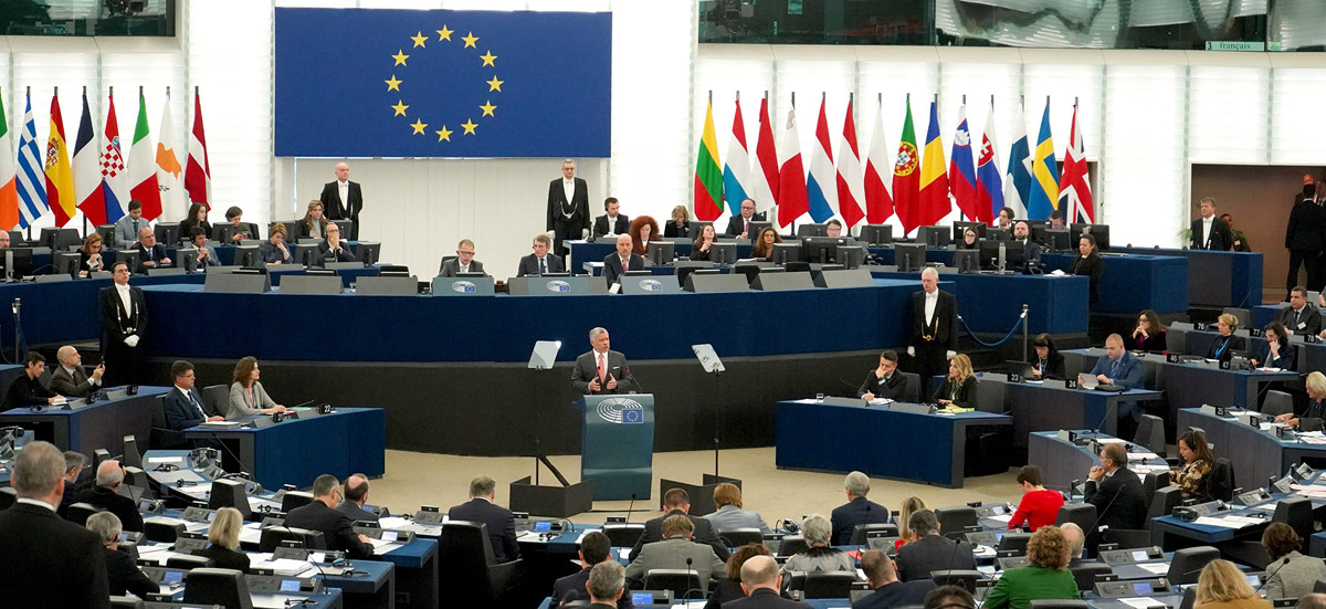 King delivers address to European Parliament