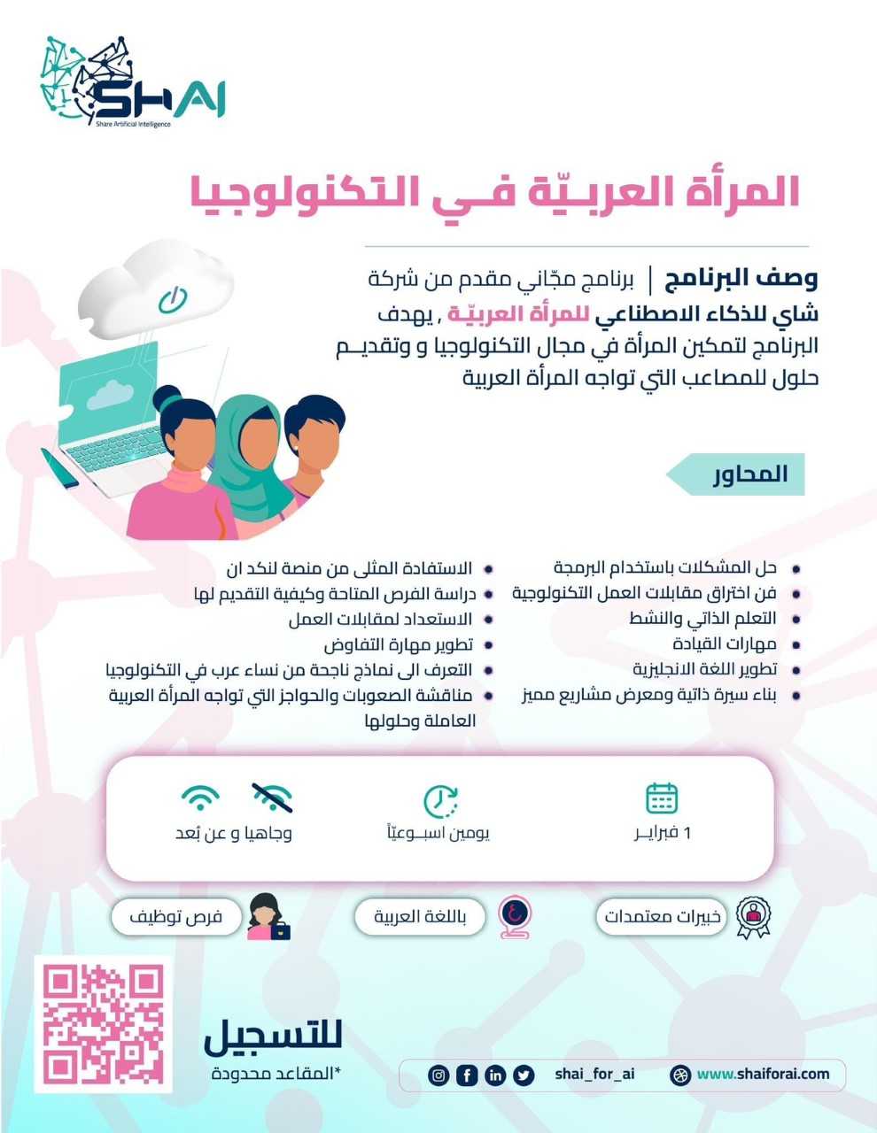 فتح باب التسجيل ببرنامج المرأة العربية في التكنولوجيا