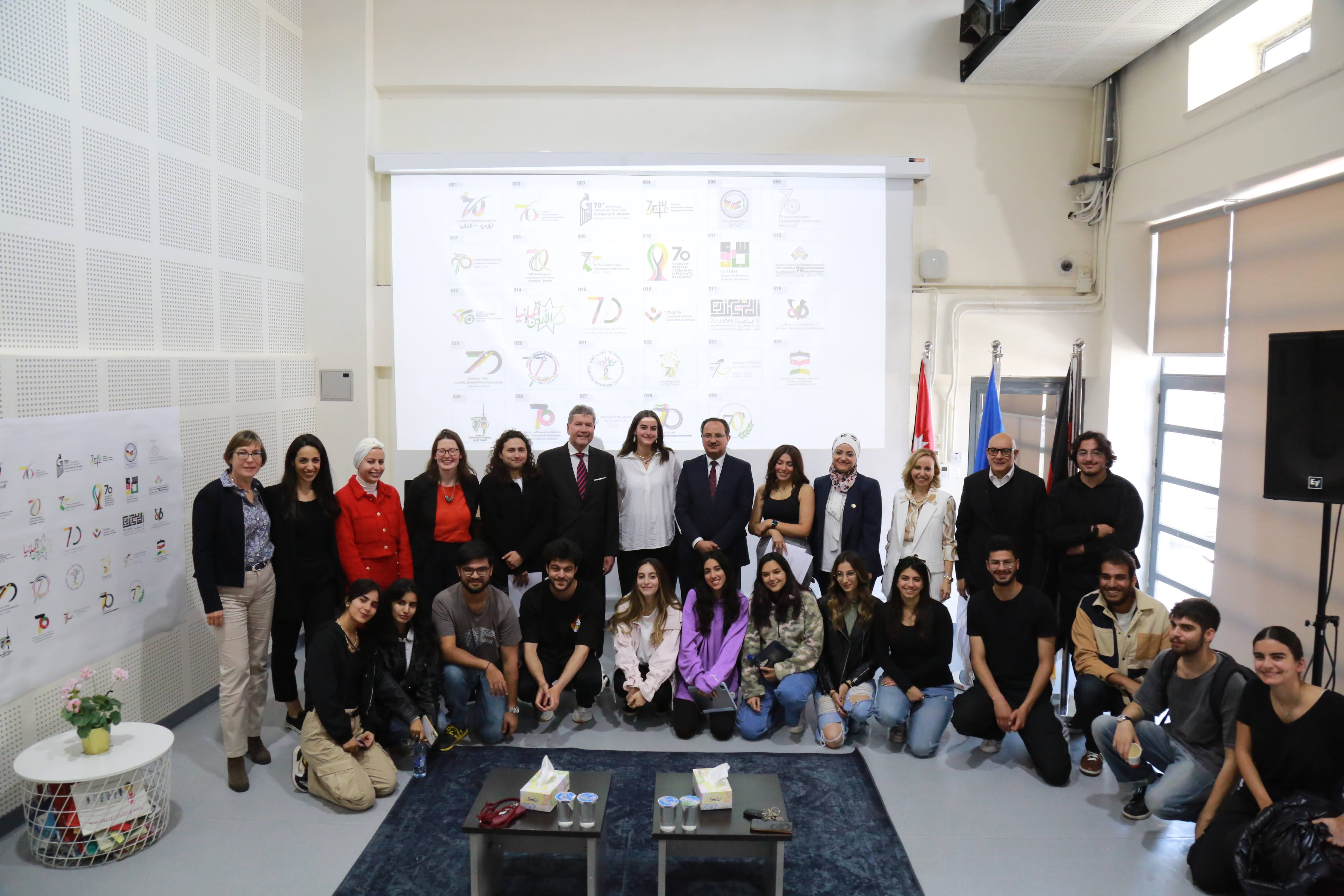 الجامعة الألمانية تحتفي بالتصميم الفائز بشعار 70 عاماً من العلاقات الأردنية الألمانية