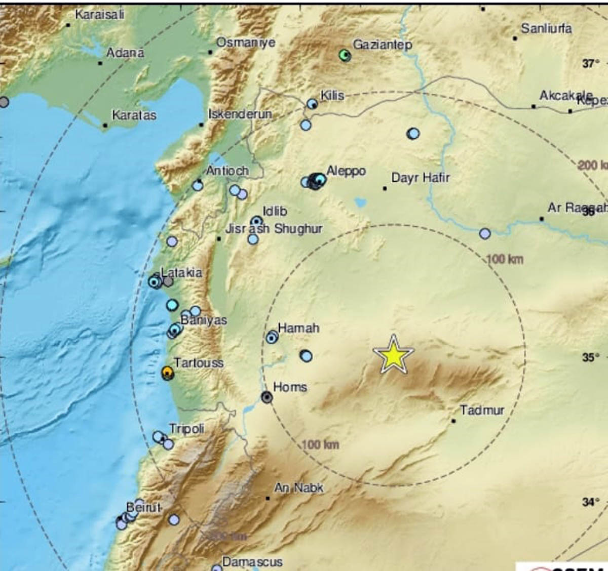 مرصد الزلازل يسجل زلزالا بقوة 4.4 ريختر في حماة السورية