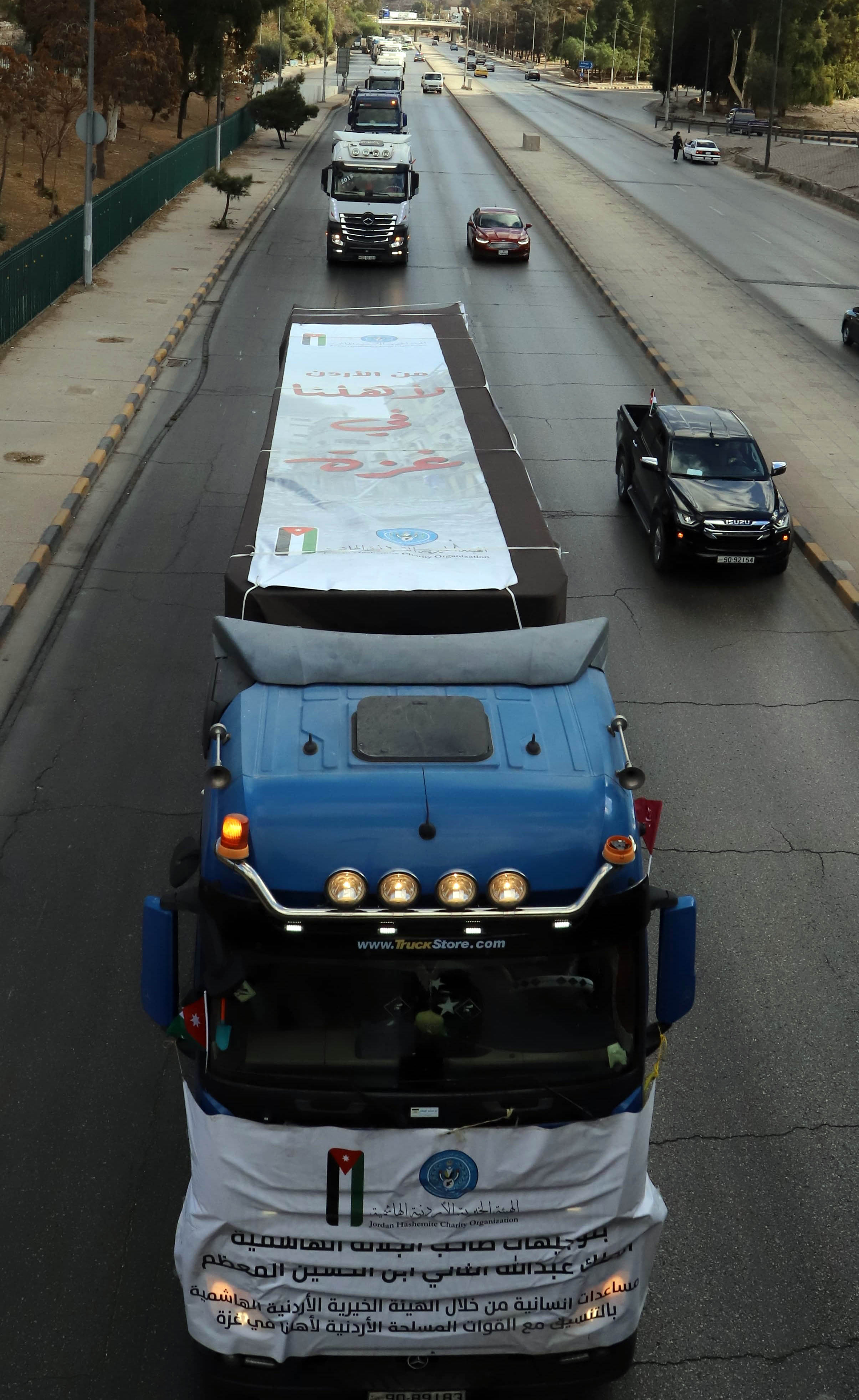 50 new aid trucks cross from Jordan to Gaza