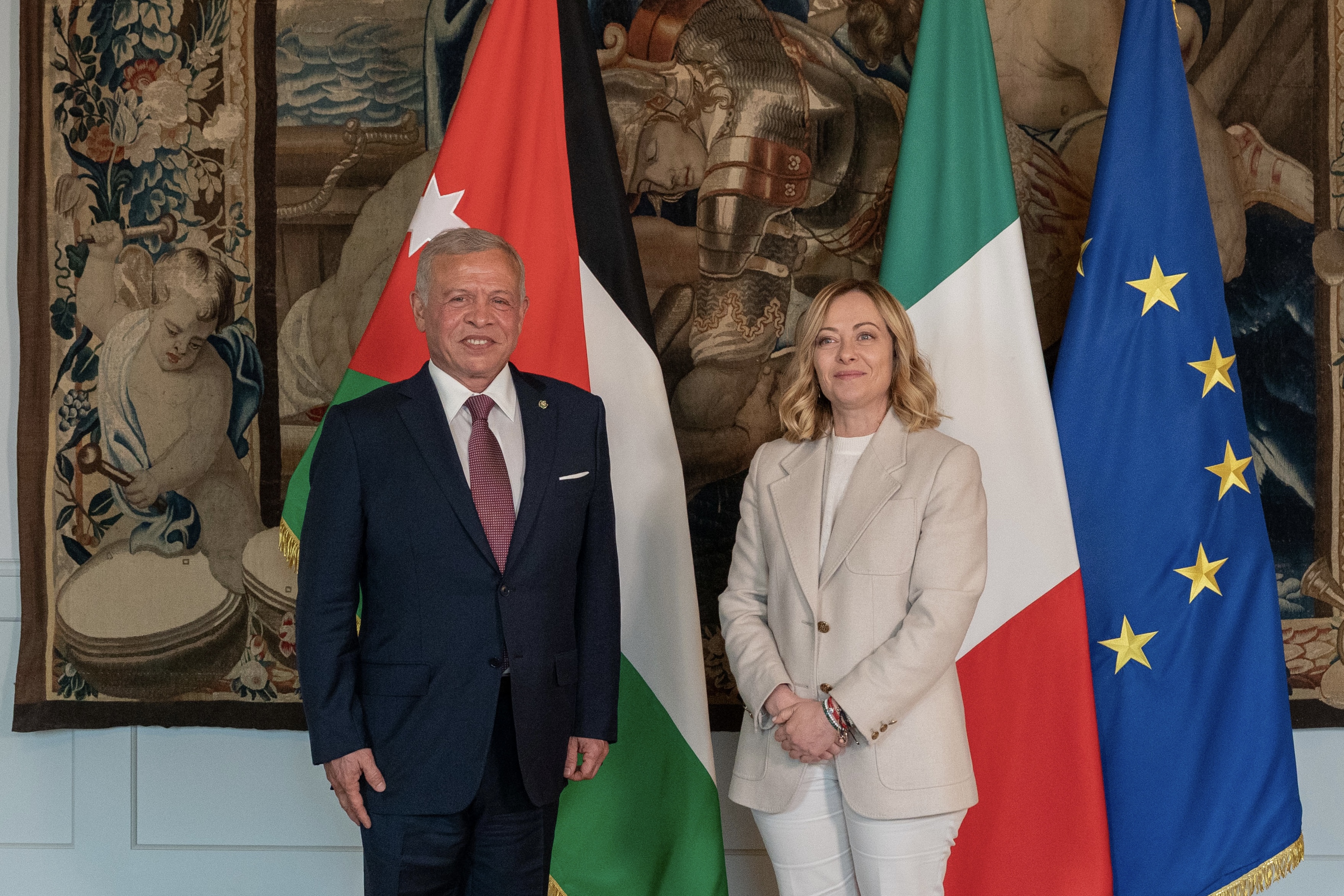 King meets Italy PM; says only way to stabilise region is to grant Palestinians their full rights