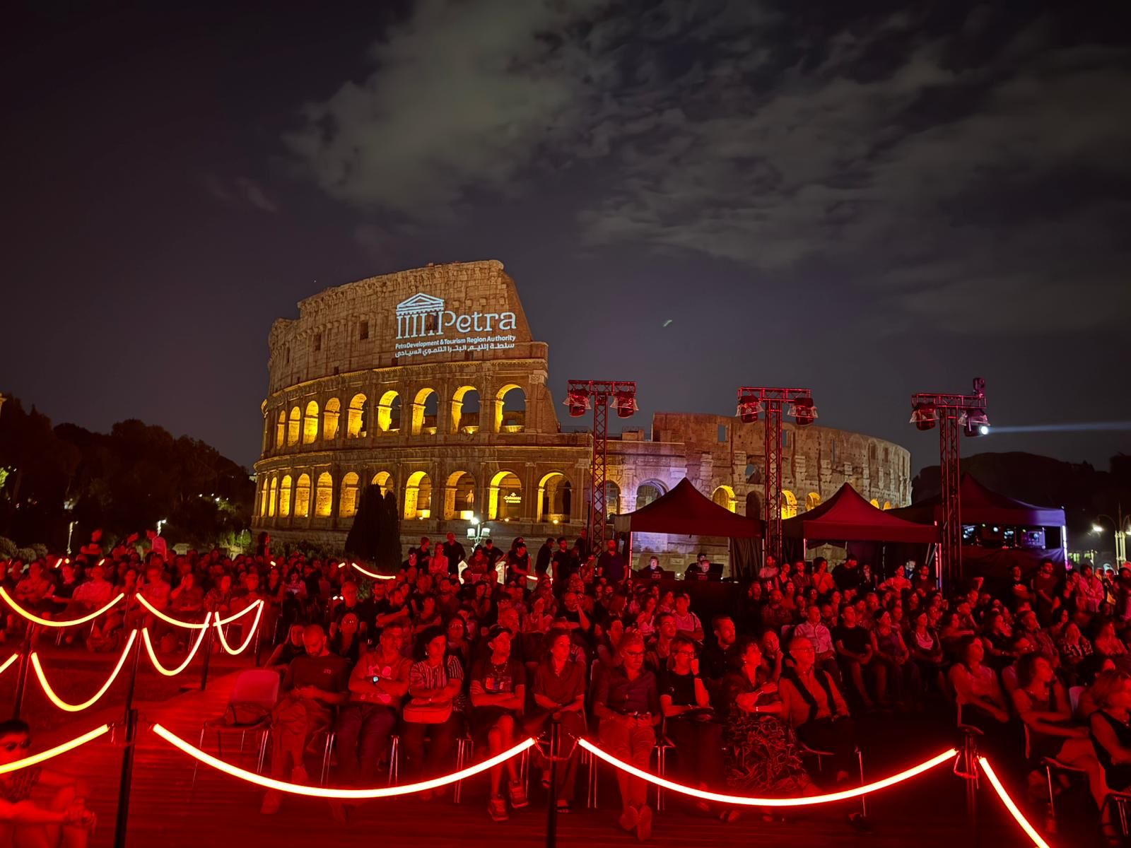Rome's Colosseum lit in Petra pink to mark historic twinning of world wonders
