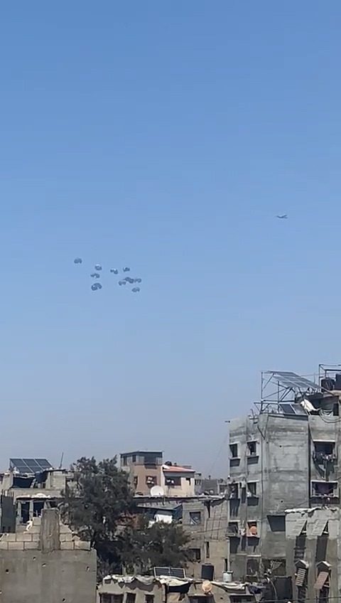 Jordan Armed Forces conduct three airdrops to deliver aid to Gaza Strip, one in cooperation with UAE