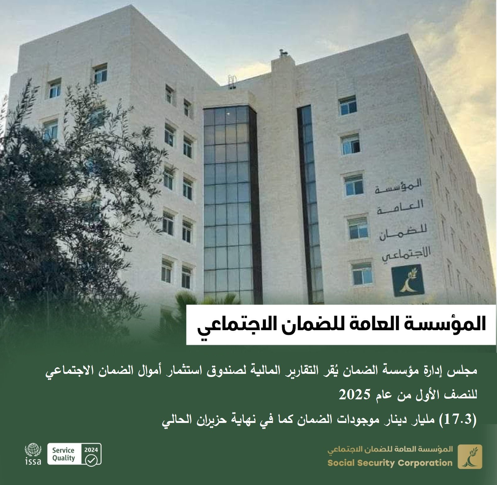 Social Security Fund Assets Rise to JD17.3bln, Record Income Growth