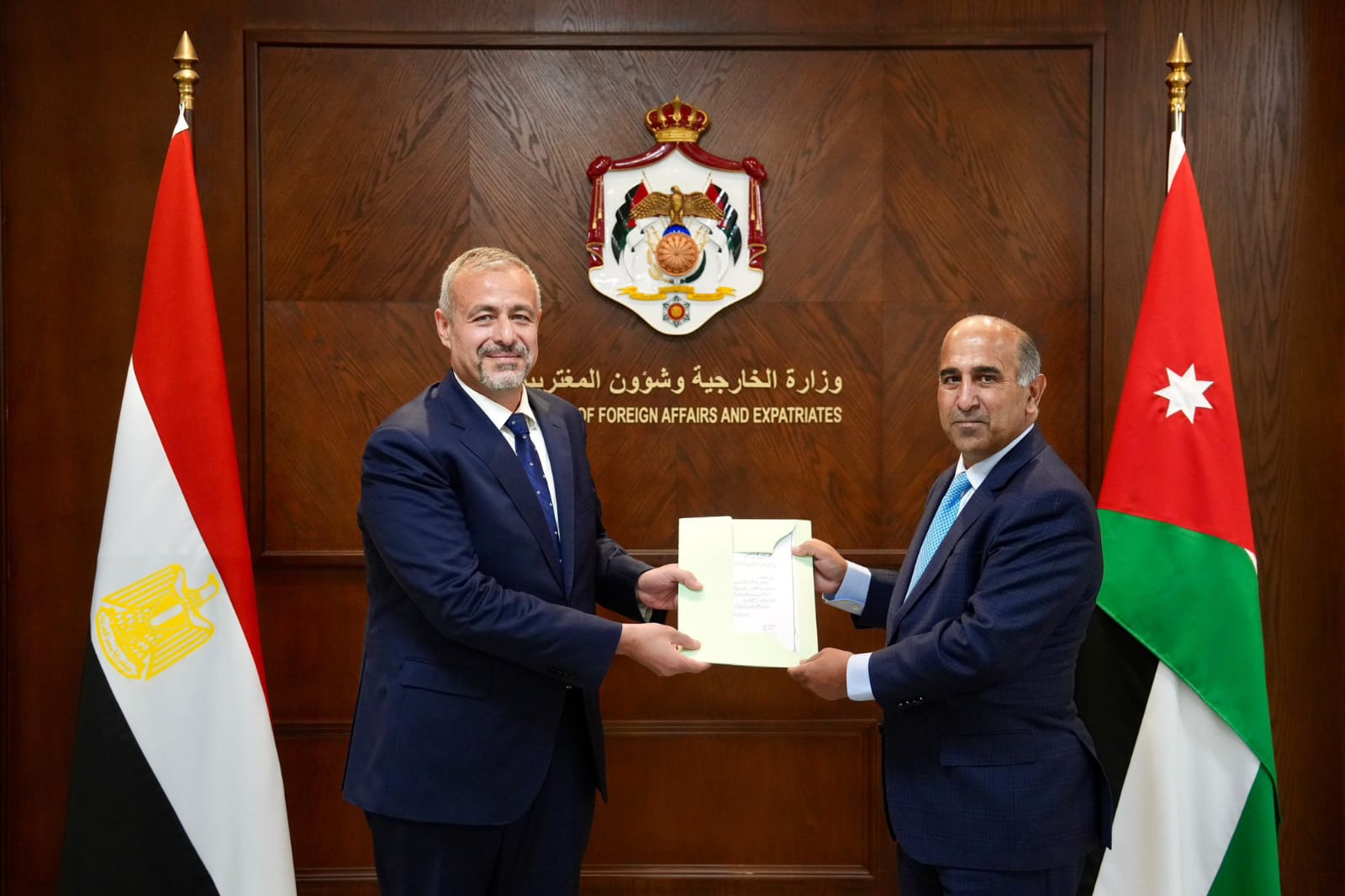 Jordan Receives Credentials of Newly-Appointed Egyptian Ambassador