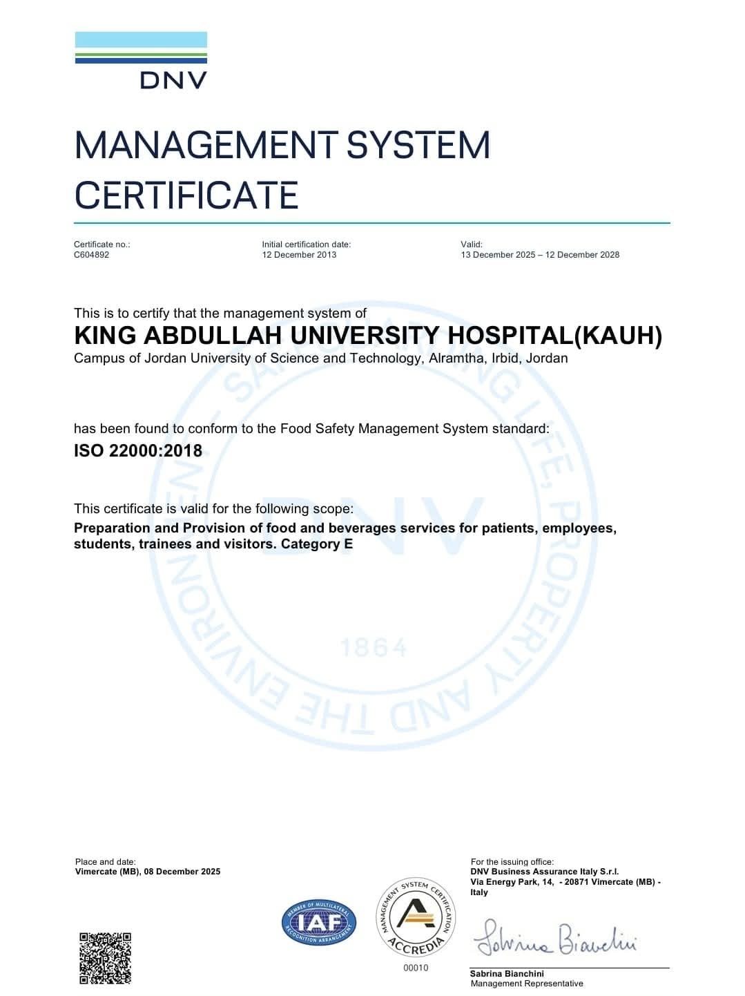 مستشفى الملك المؤسس يحصل على تجديد شهادة "الآيزو "