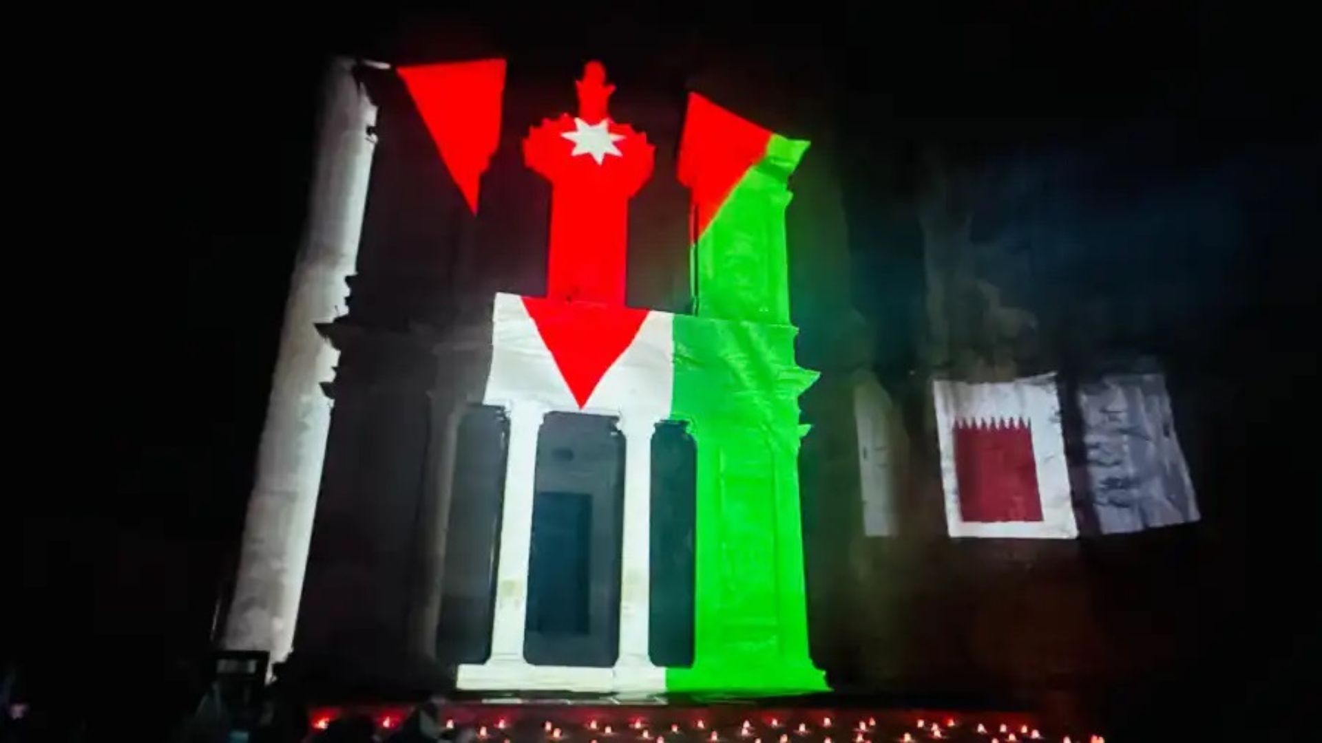 Petra Lights Treasury in Qatari Colors to Mark Qatar National Day
