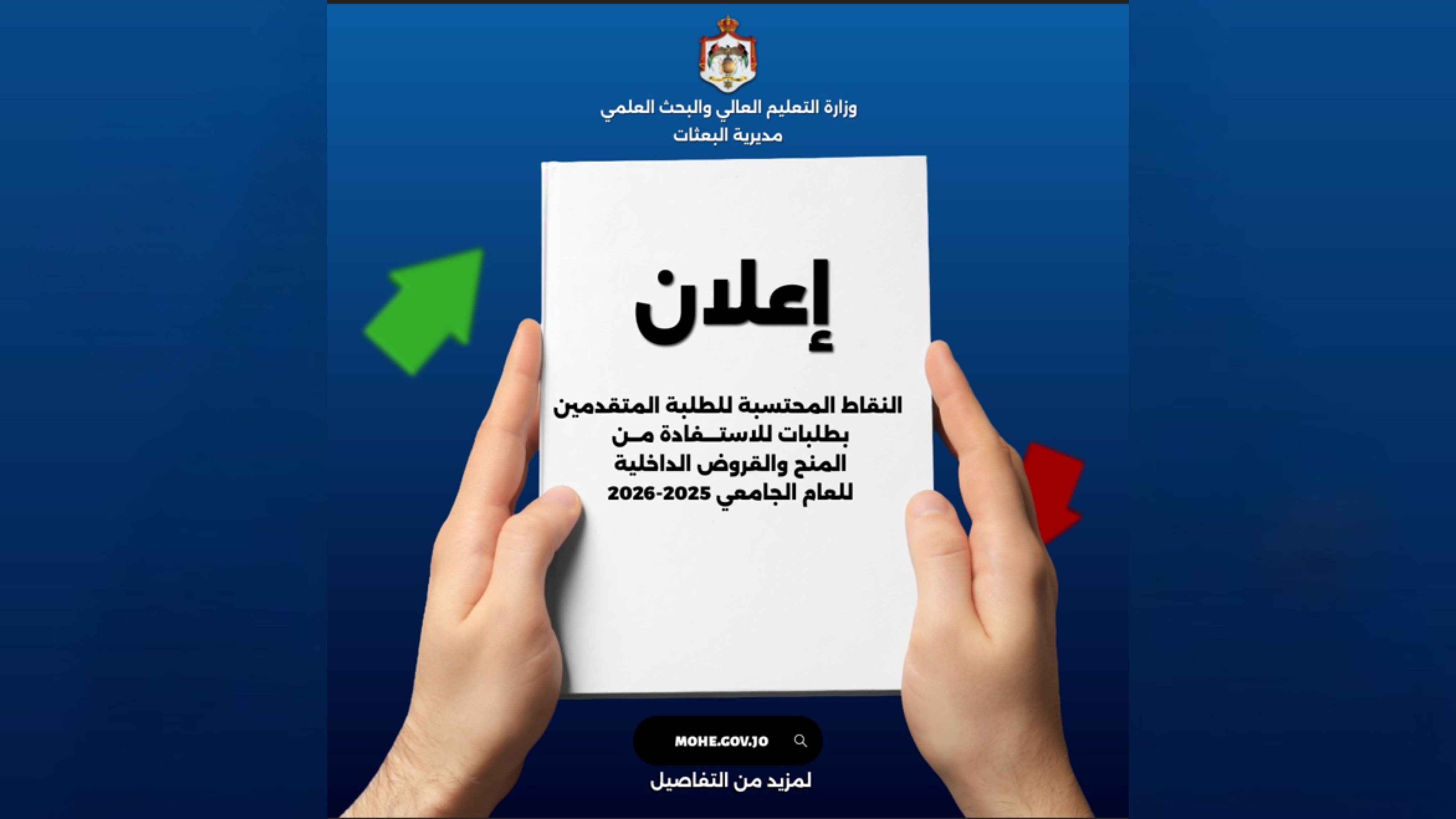 "التعليم العالي" تعلن النقاط المحتسبة للمنح والقروض الداخلية