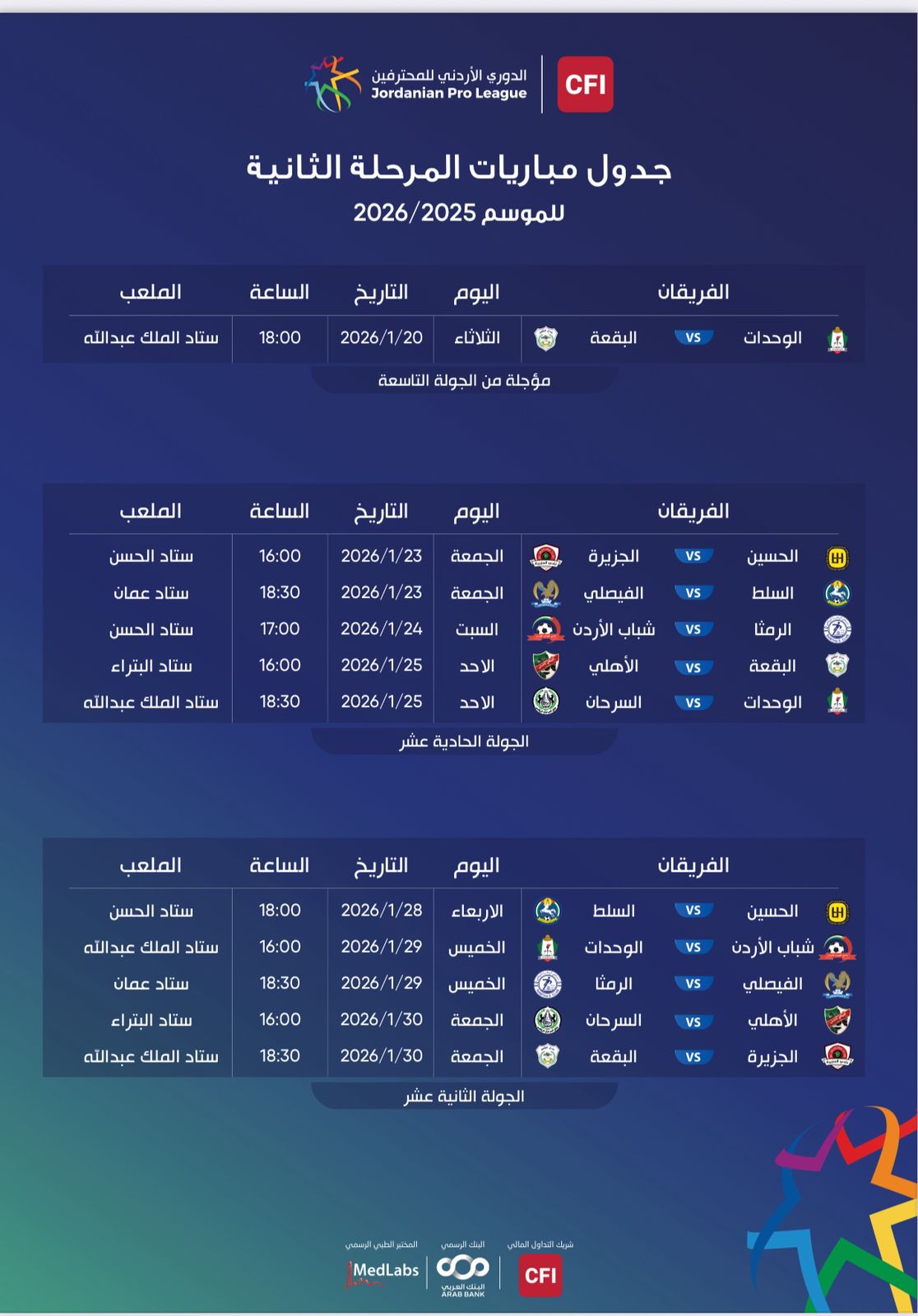 اتحاد كرة القدم يصدر جدول مباريات دوري المحترفين حتى الجولة الـ 18