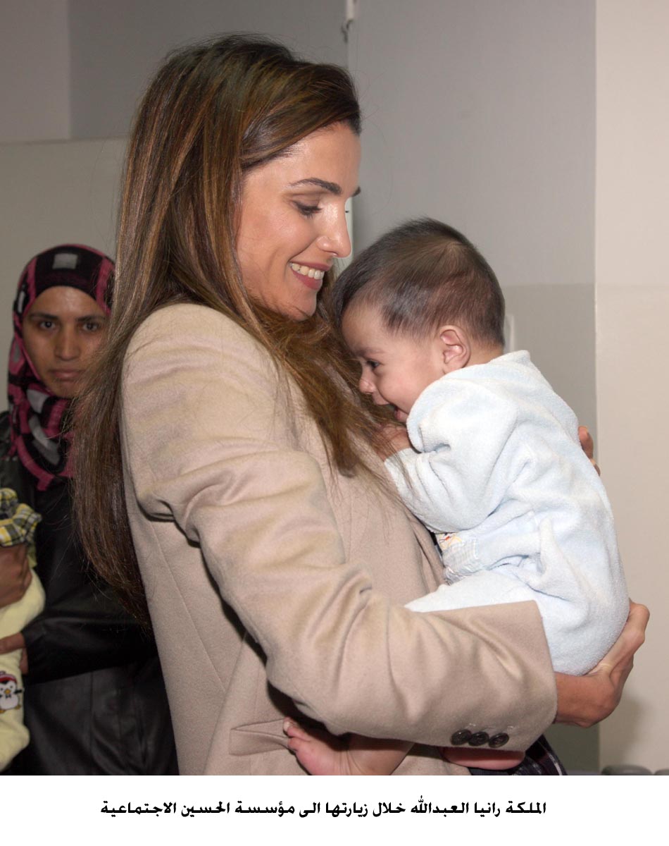 Queen Rania visits with underprivileged children and orphans at Al Hussein Social Institution