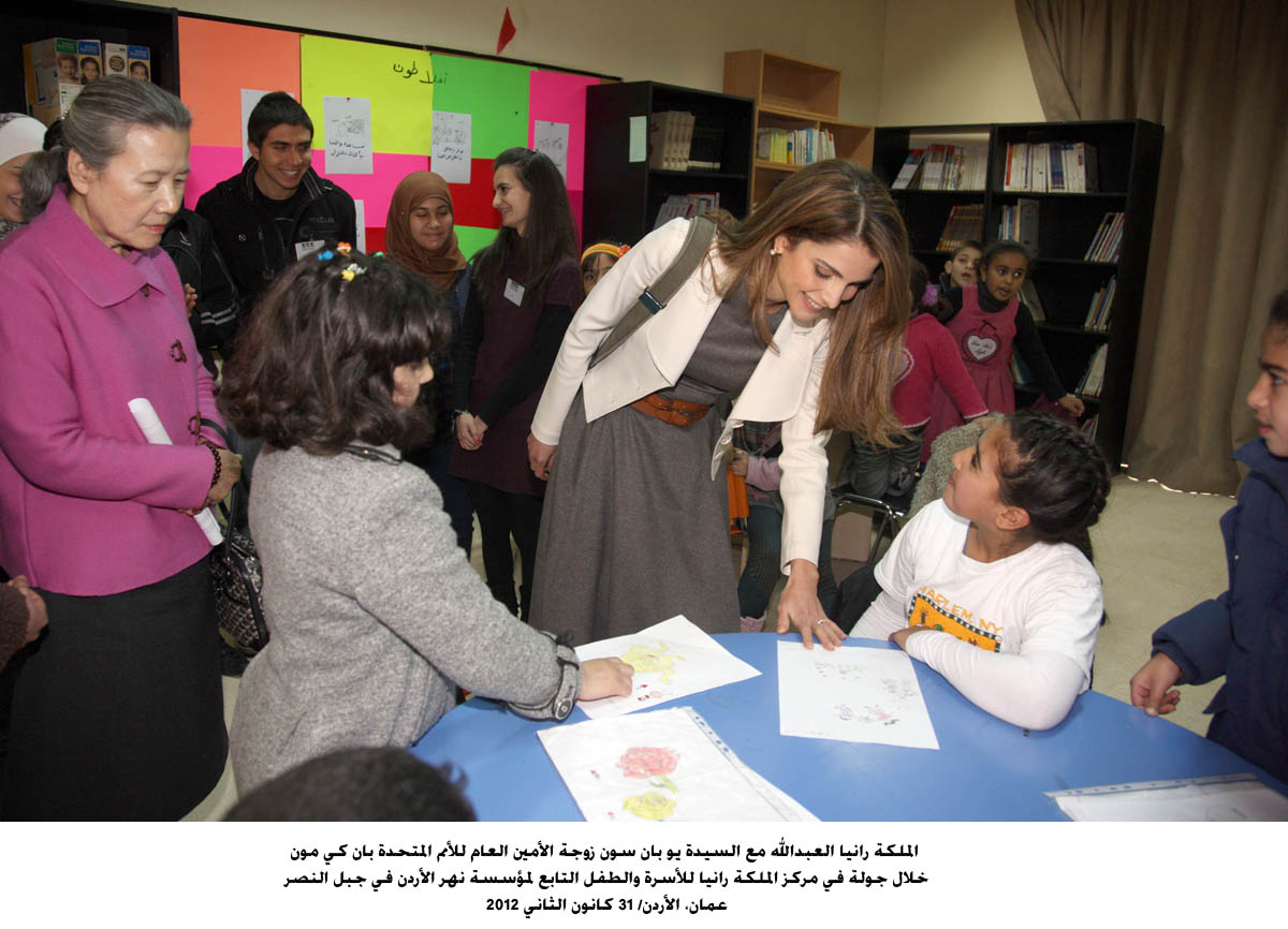 Queen Rania briefs wife of UN chief on JRF programs