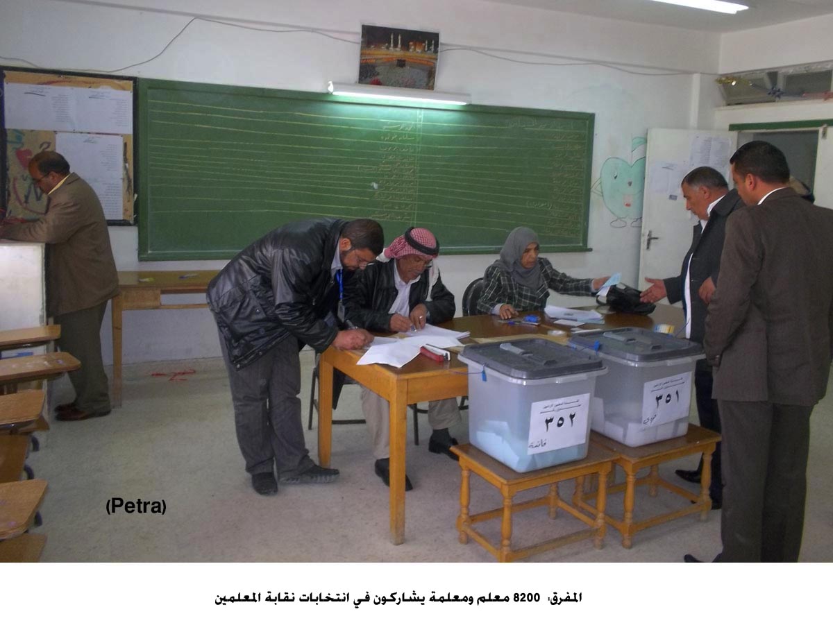 المفرق: 8200 معلم ومعلمة يشاركون في انتخابات نقابة المعلمين(مصور)