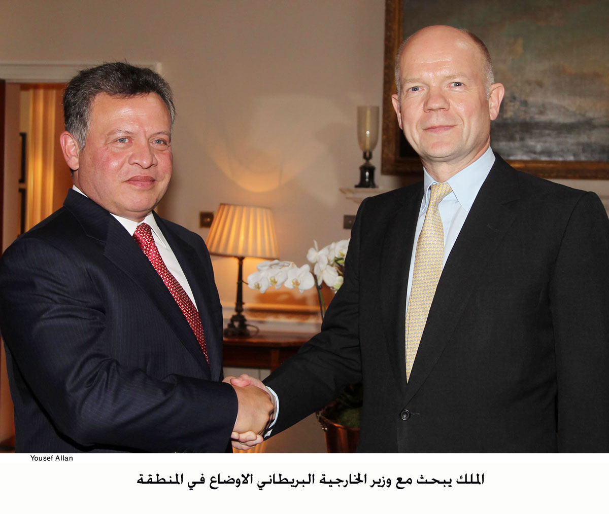 King discusses with British Foreign Secretary Mideast developments