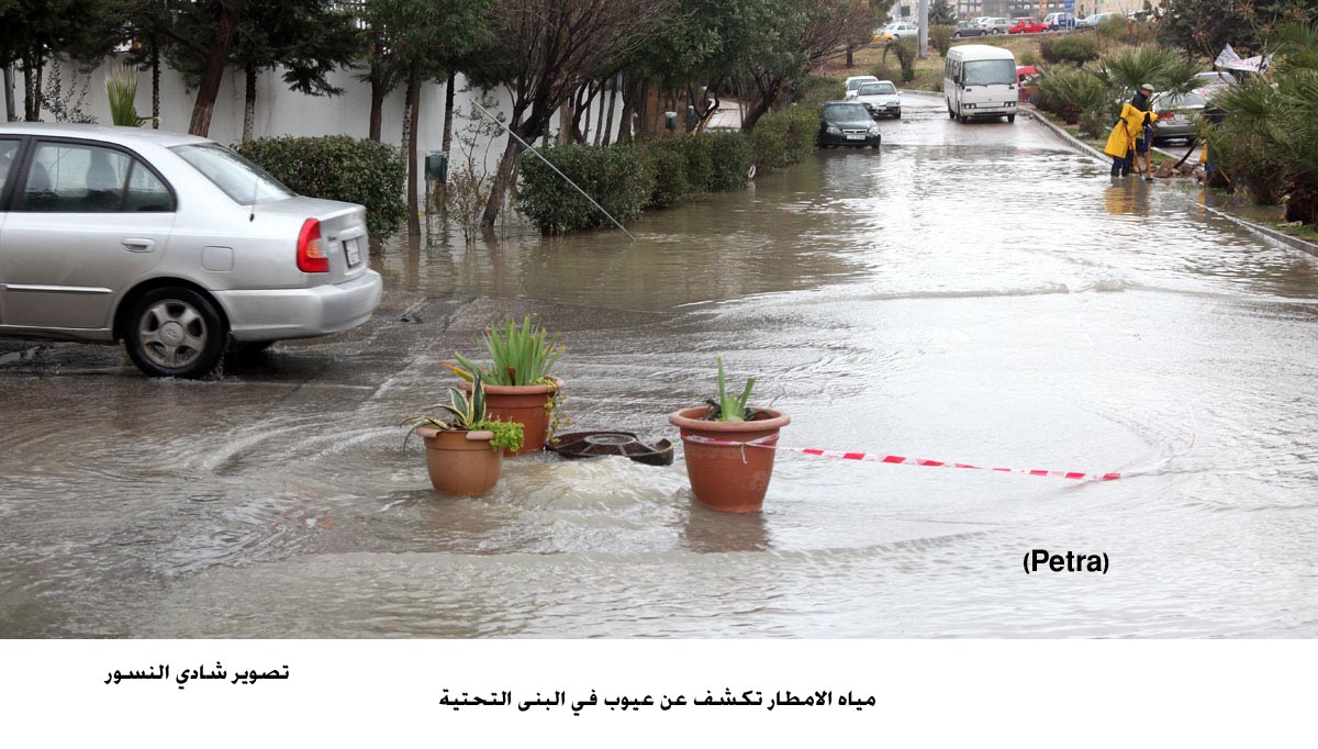 مياه الامطار تكشف عن عيوب في البنى التحتية
