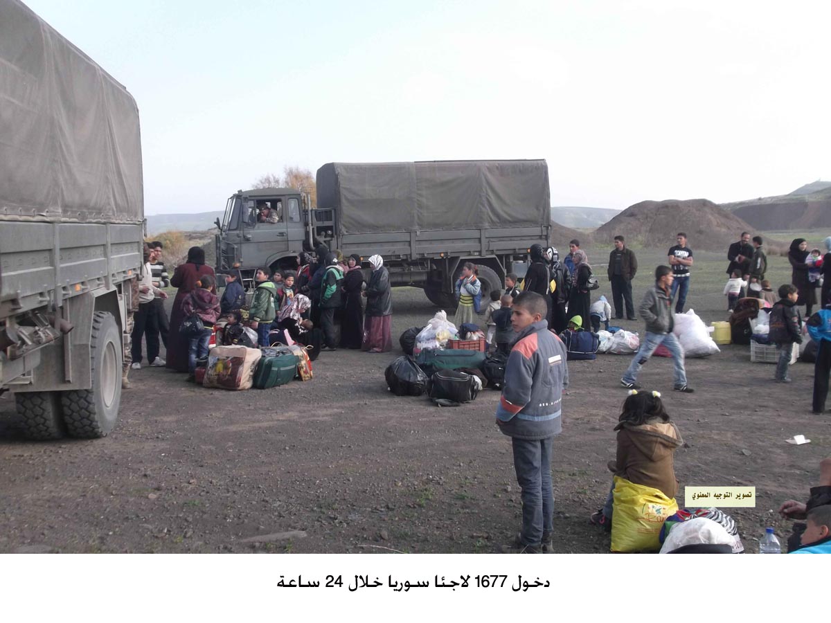 دخول 1677 لاجئا سوريا خلال 24 ساعة