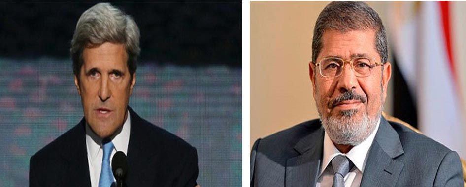 مرسي وكيري يبحثان الوضعين الاقتصادي والسياسي المصري