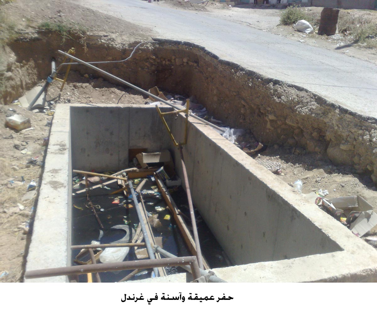 مطالبات بردم حفر عميقة وآسنة في غرندل