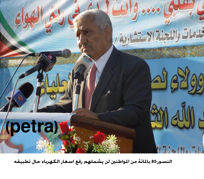 النسور:85 بالمائة من المواطنين لن يشملهم رفع اسعار الكهرباء حال تطبيقه