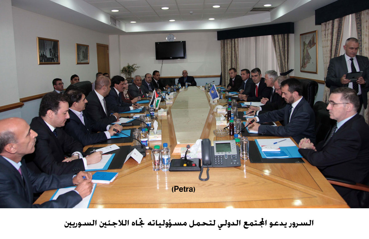 السرور يدعو المجتمع الدولي لتحمل مسؤولياته تجاه اللاجئين السوريين