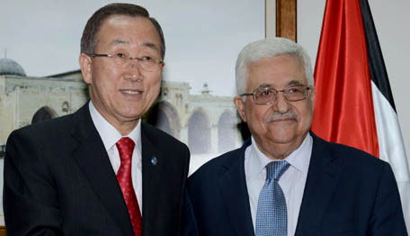 كي مون وعباس يبحثان عملية السلام في الشرق الأوسط