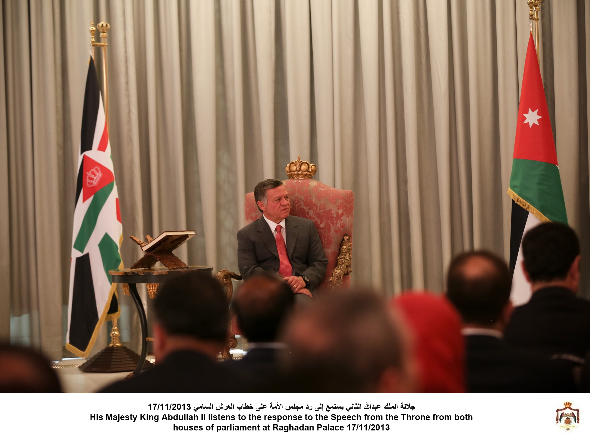 King listens to Parliament's replies to Speech from the Throne