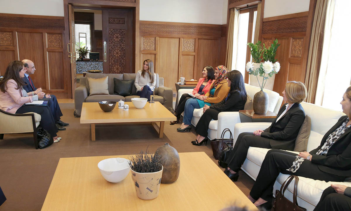 Queen Rania meets with SADAQA, a campaign advocating for work friendly environment for women