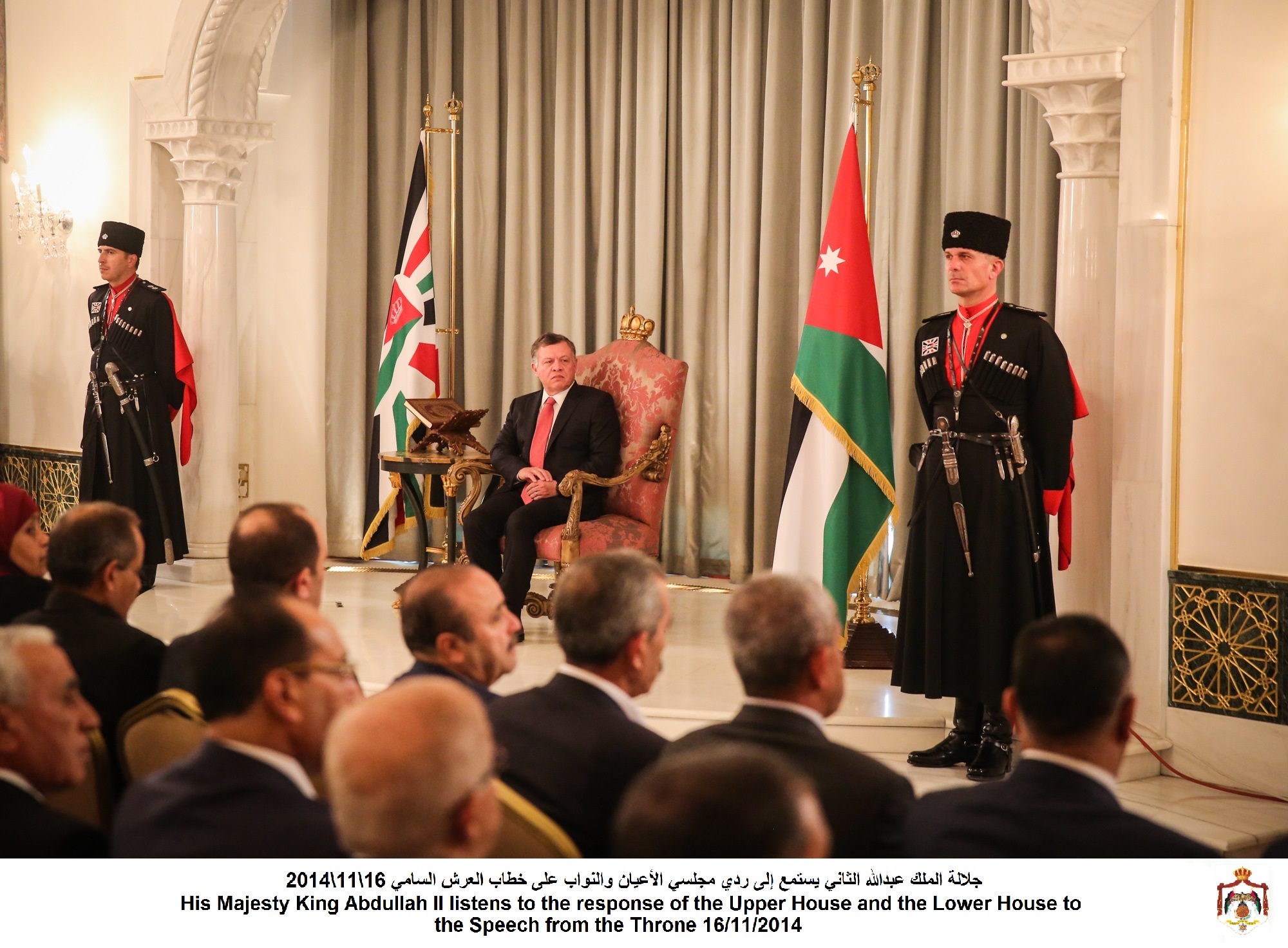 King listens to Parliament's replies to Speech from the Throne