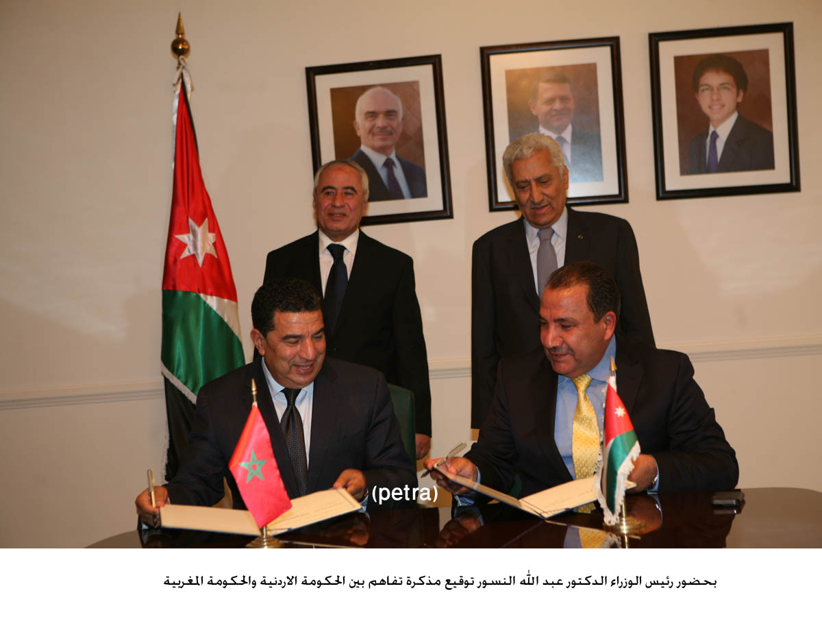 Ensour, Moroccan official discuss ties, attend MoU signing