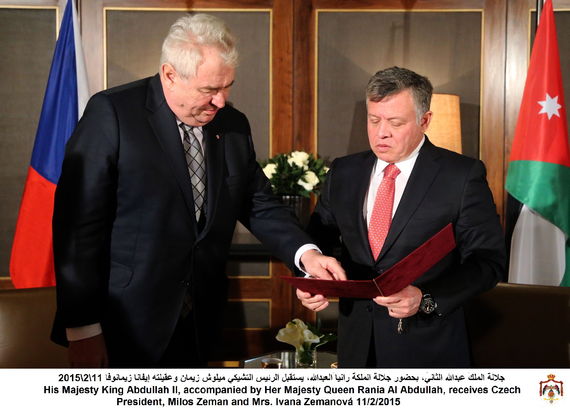 King, Czech president hold talks, discuss bilateral relations...Corrected