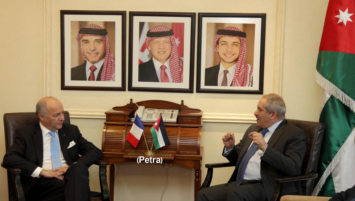 Judeh, French counterpart discuss means to revive peace process