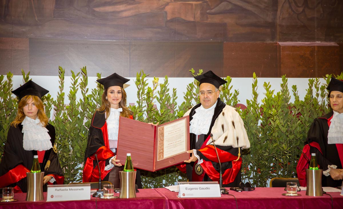 Queen Rania receives Honorary Doctorate from Sapienza University of Rome