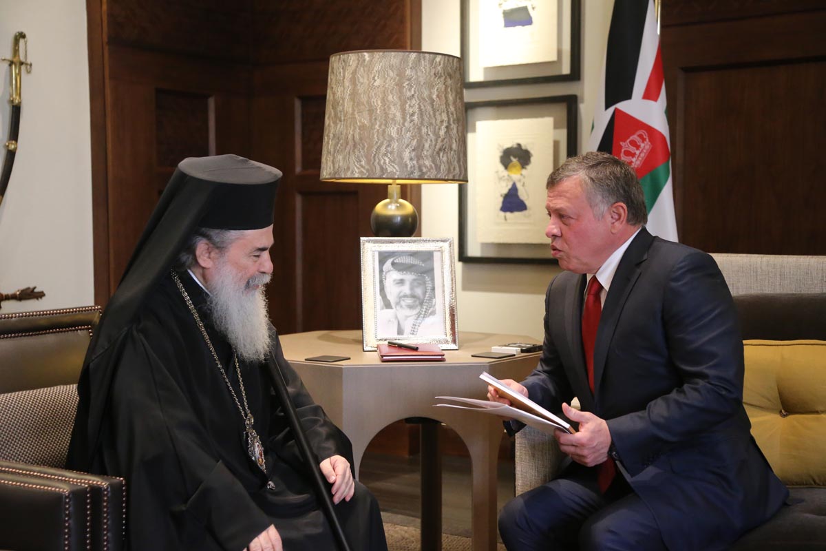 King meets Patriarch Theophilos III of Jerusalem