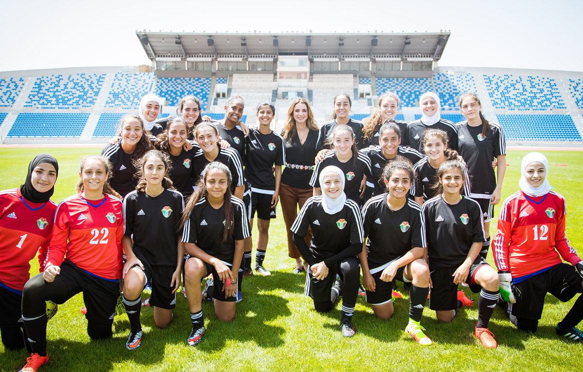 Queen Rania visits young female footballers training for FIFA U17 Women’s World Cup
