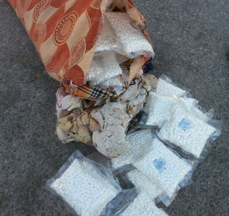 Anti-Narcotics personnel seize pillow stuffed with captagon
