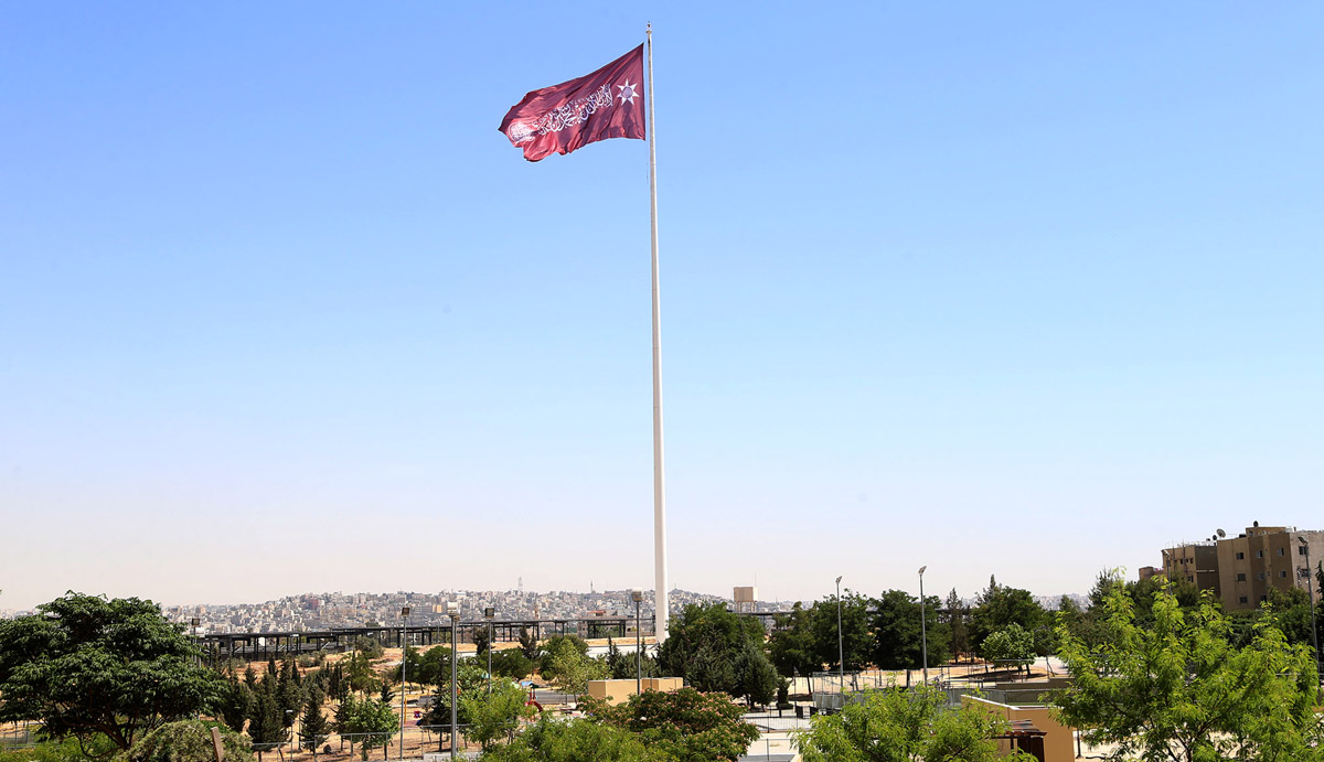 Hashemite banner raised at main entrance of Royal Court