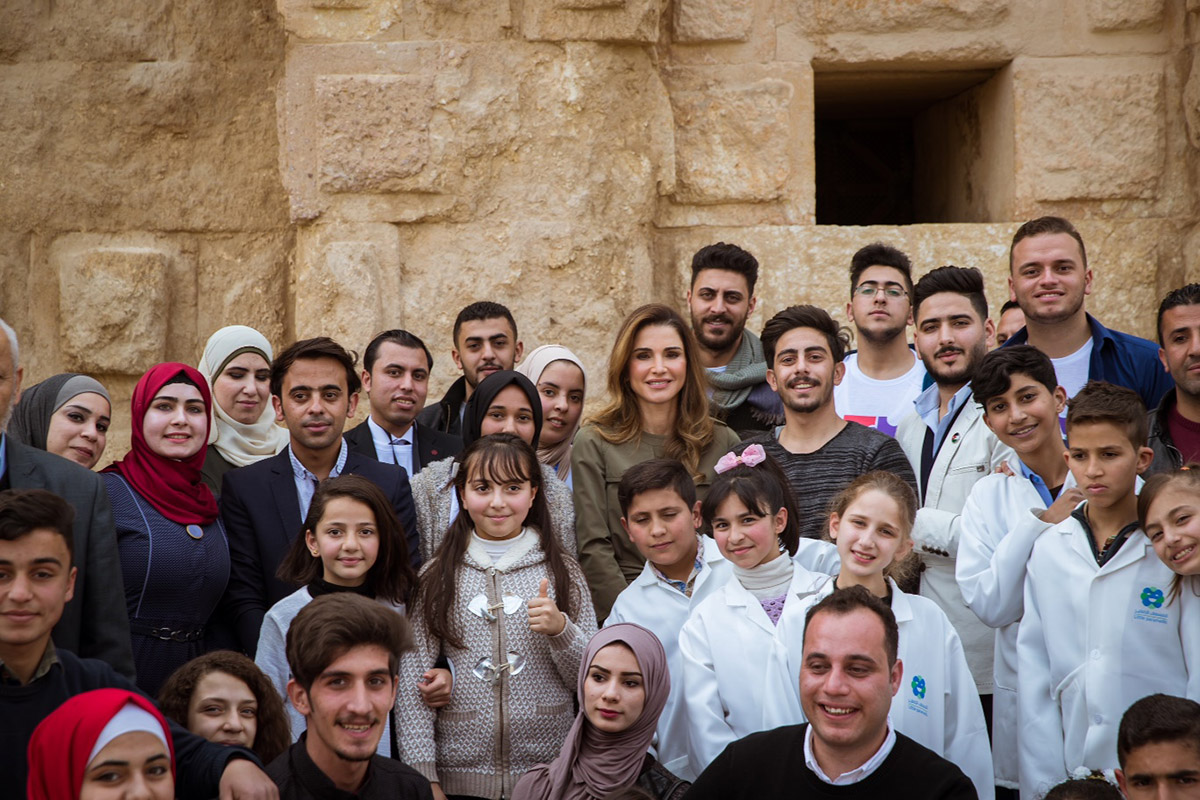 Queen Rania Visits "I Learn" Initiative in Jerash