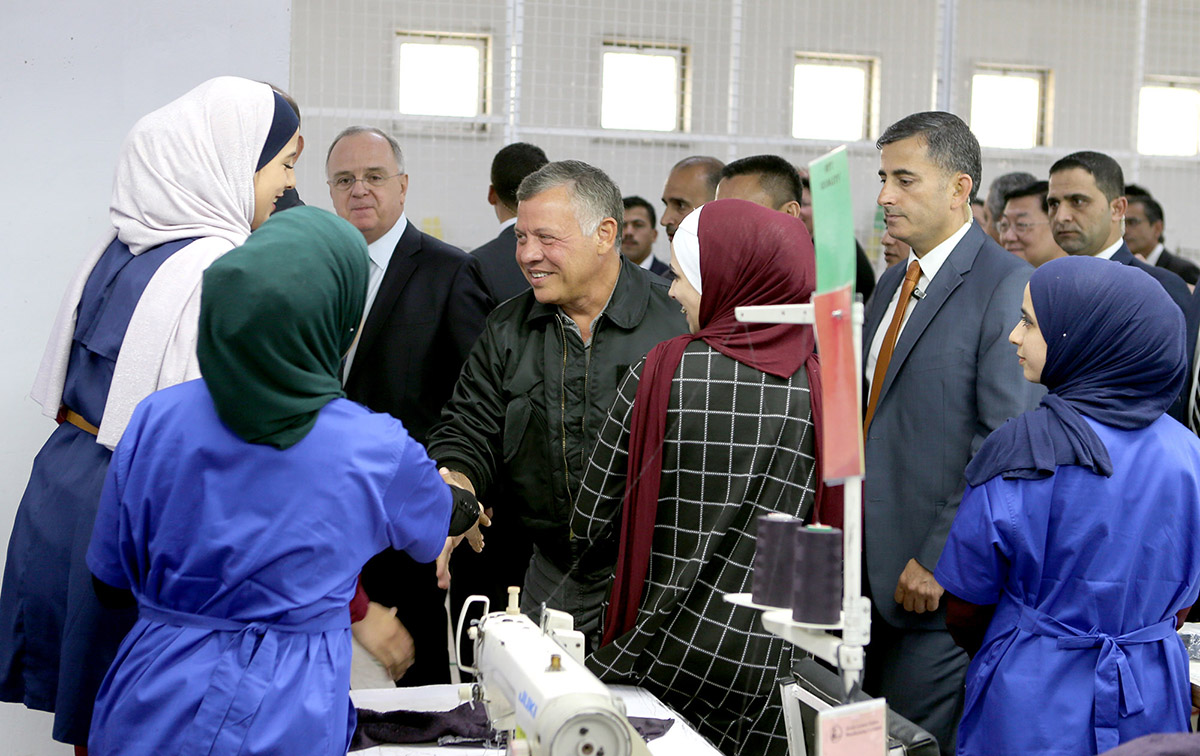 King visits Jerash Garments &amp; Fashion Manufacturing Company on Labor Day occasion