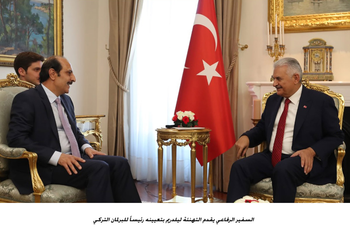 السفير الرفاعي يقدم التهنئة ليلدريم بتعيينه رئيساً للبرلمان التركي <br>