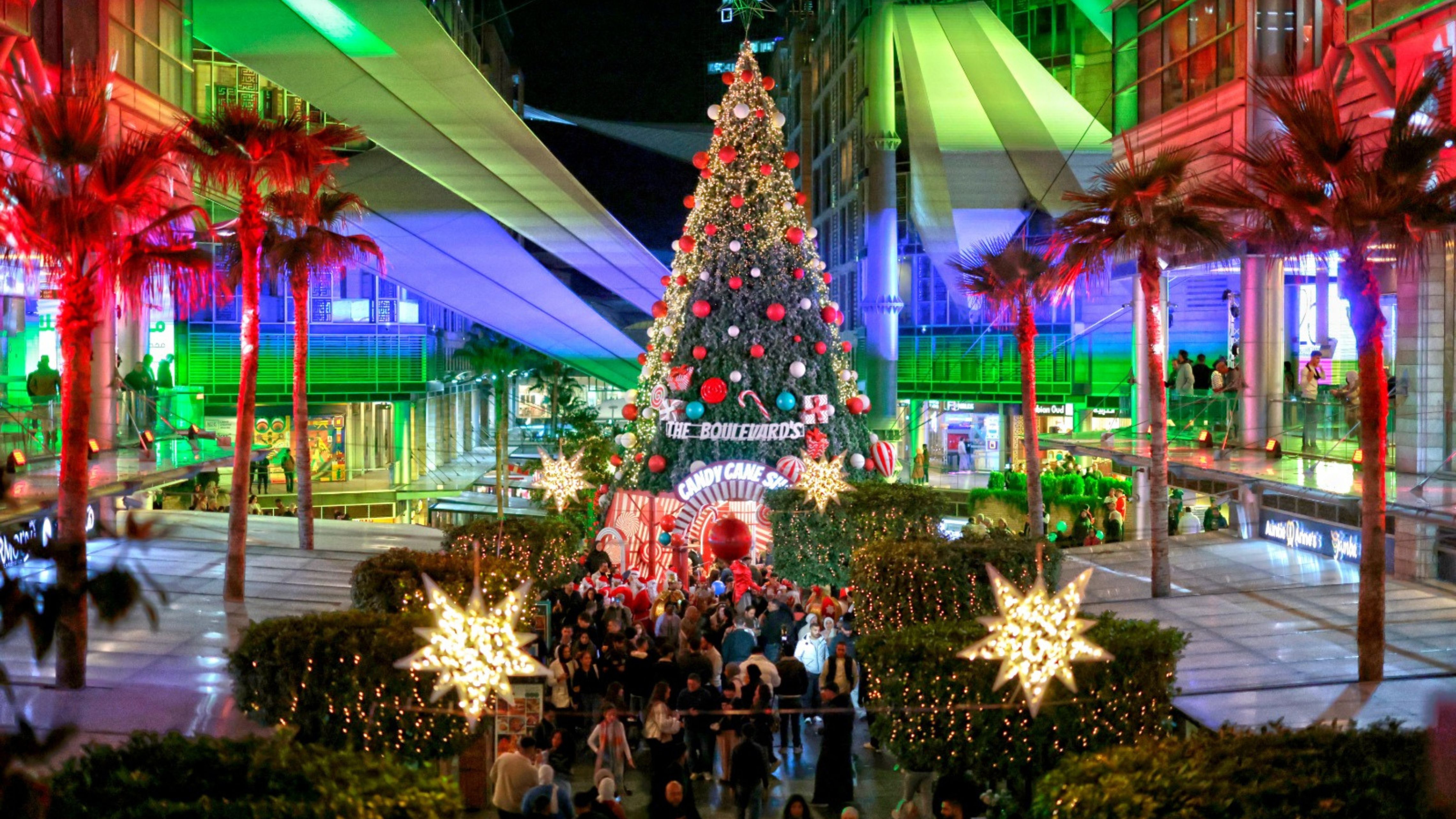 الأميرة ريم علي تضيء شجرة الميلاد بالبوليفارد